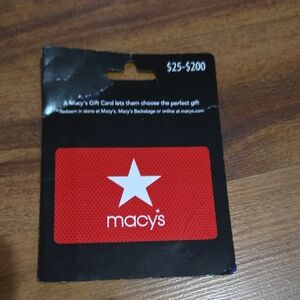 Macy's Red Gift Card with Star Design Backstage Value $25